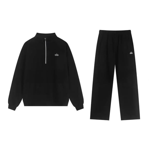 ALO Accolade 1/4 Zip Pullover & Accolade Sweatpant Set Black Size: Large