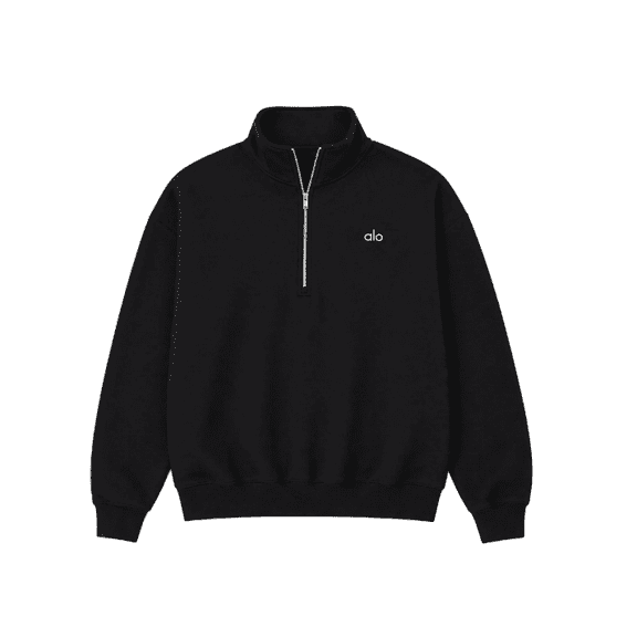 ALO Accolade 1/4 Zip Pullover Black - Size: Small