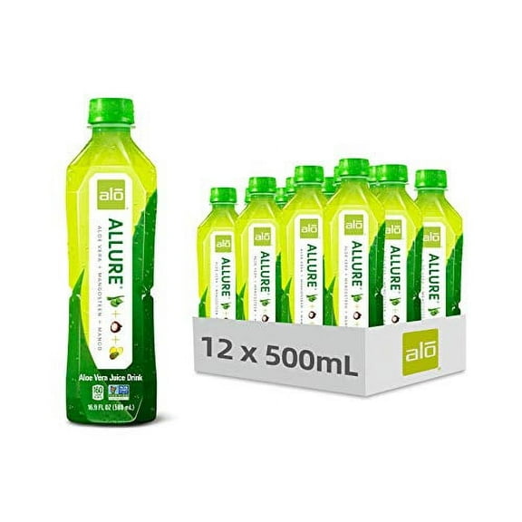 ALO Allure Aloe Vera Drink, Mango Mangosteen, 16.9oz (Pack of 12)
