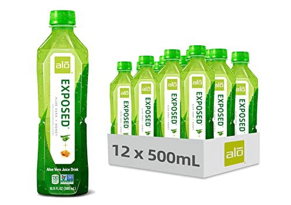 ALO Aloe Vera Juice Drink EXPOSED + Honey 16.9 fl oz, Pack of 12