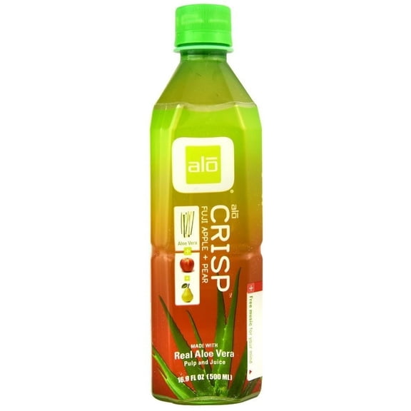 ALO Crisp Real Aloe Vera Pulp and Juice Fuji Apple + Pear 16.9 fl oz Pack of 2