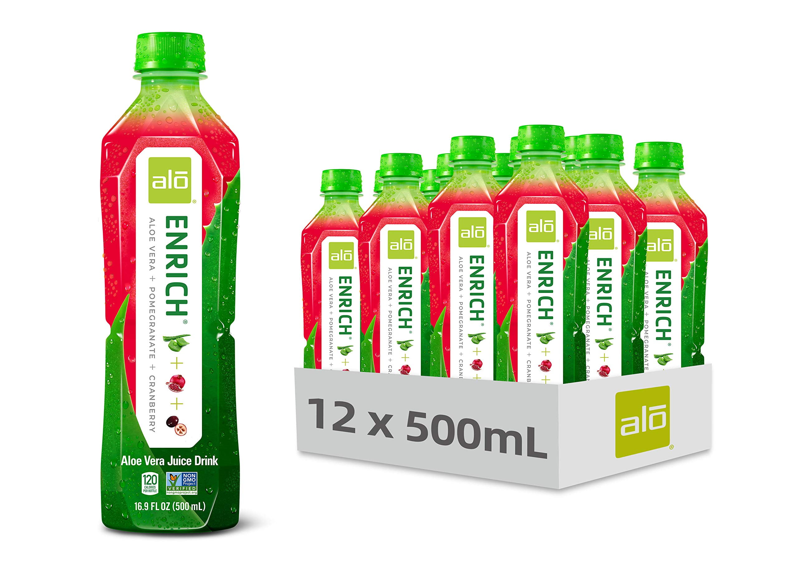 ALO Enrich Aloe Vera Juice Drink, Pomegranate + Cranberry, (Pack of 12),  16.9 Ounce Bottle - Walmart.com