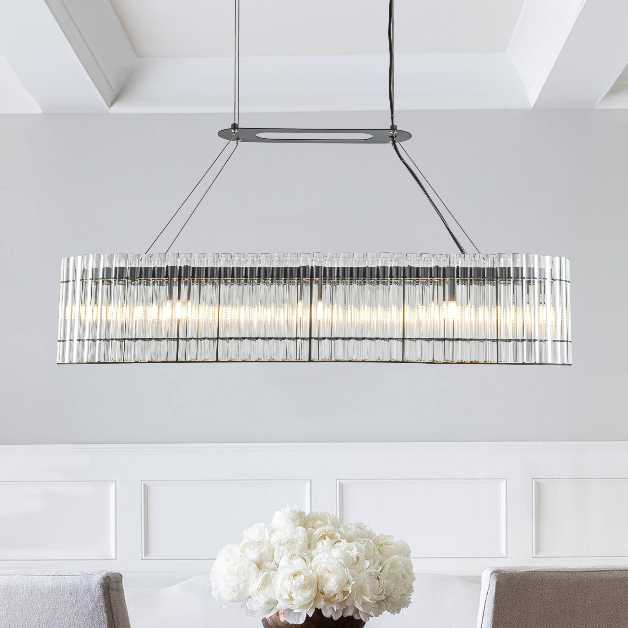 ALOADECOR 8-Light W39'' Modern Linear Rectangle Chandelier With 2 ...