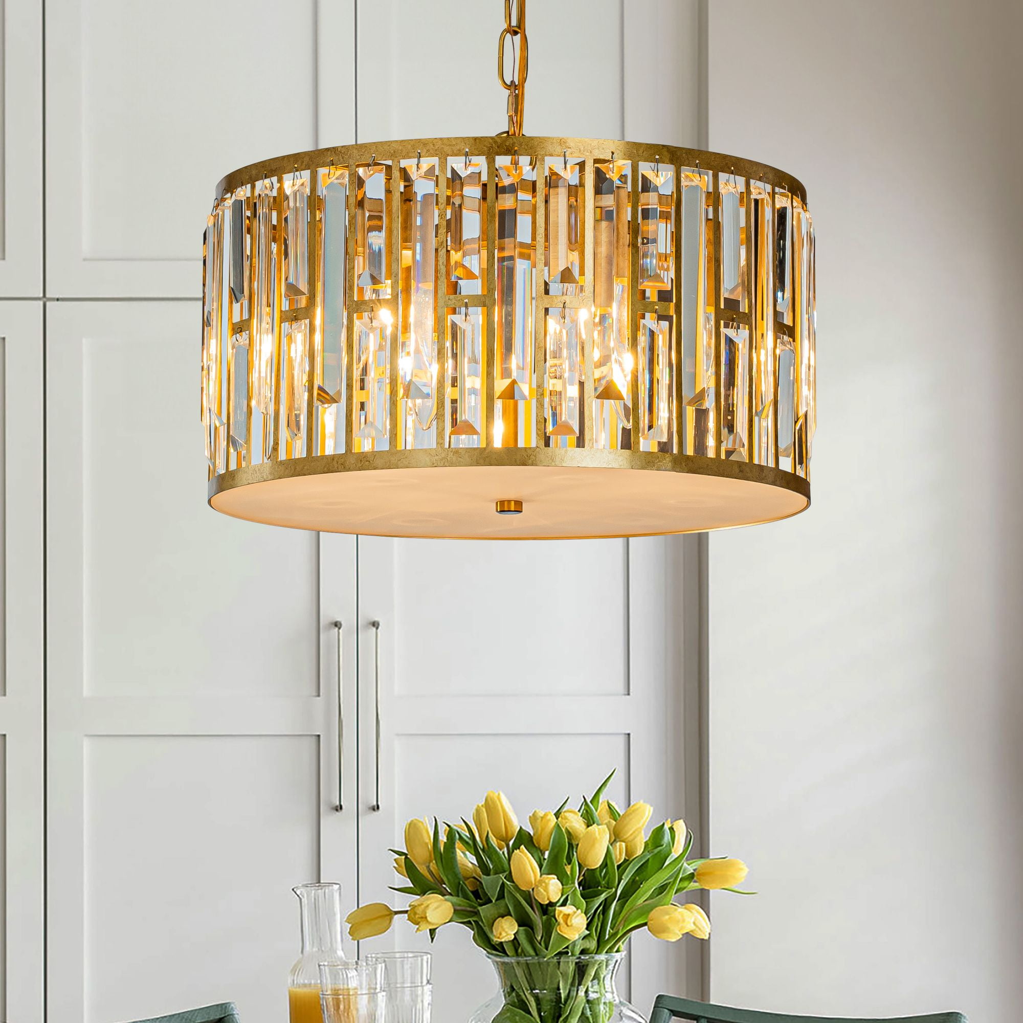 ALOADECOR W16 in 6-Light Mid-Century Modern Drum Chandelier with ...