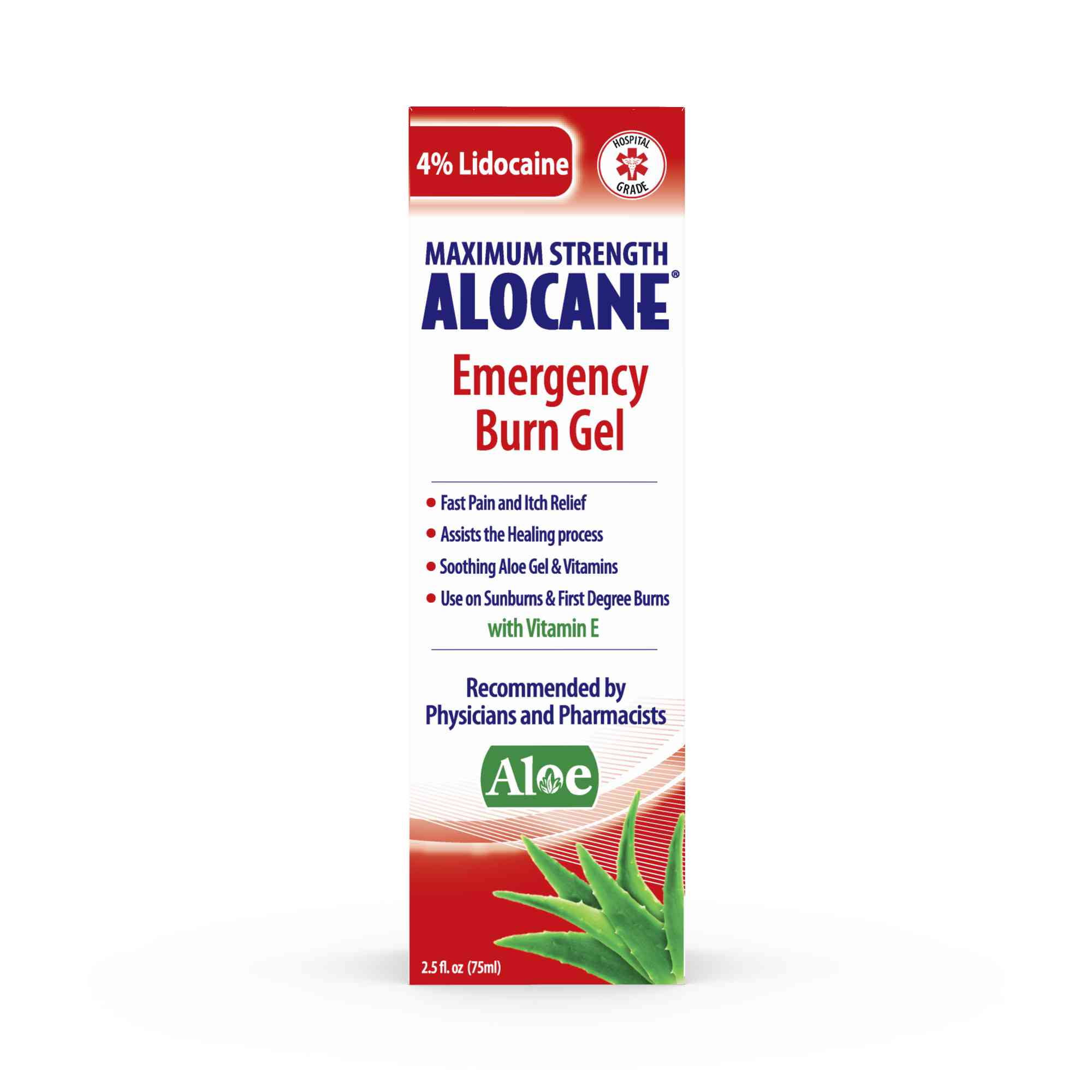 ALOCANE Emergency Burn Gel, 4 Lidocaine Max Strength Fast Pain Itch