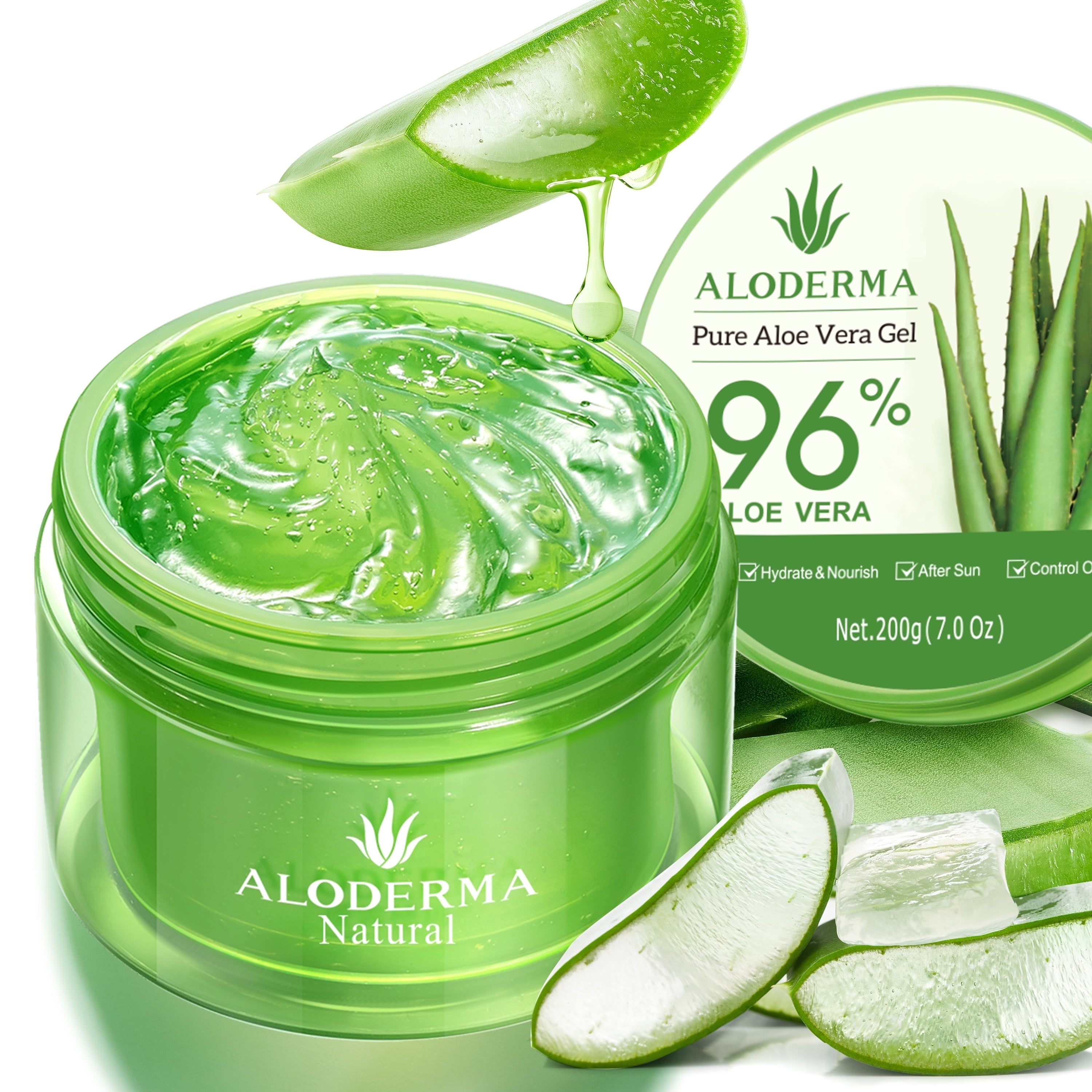 Natur Vera LA GELÉE 200g Aloderma Aloe Vera Gel, 96% Pure Aloe, 7.0 oz, Hydrates