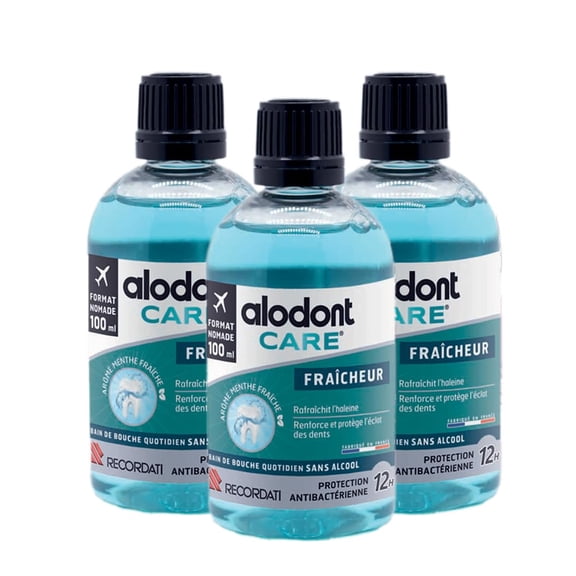 ALODONT Care Freshness | Daily Mouthwash | Freshens Breath | Prolongs Brushing Effectiveness | Strengthens and Protects Teeth's Shine | from 7 Years | Pack of 3 x 100 ml