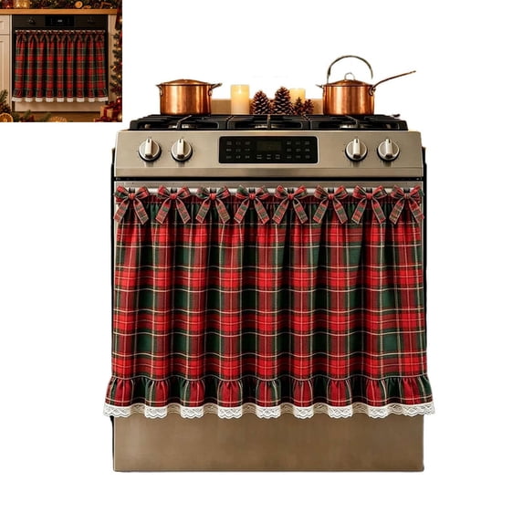 ALOEWXXR Christmas Oven Skirt, Ruffle Stove Curtain for Farmhouse ...