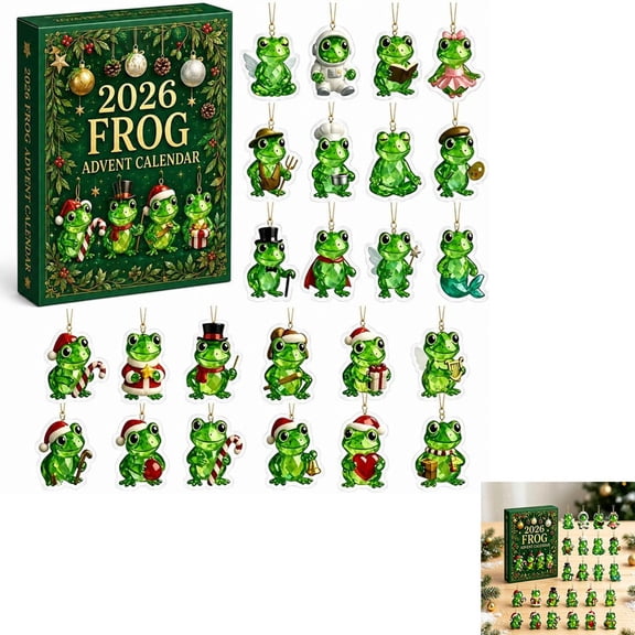 ALOEWXXR Frog Advent Calendar 2026, Mini 2D Ornaments, 24 Froggy Surprises for the Frog Lover, FrogLover Gift for Christmas Tree Home Decor