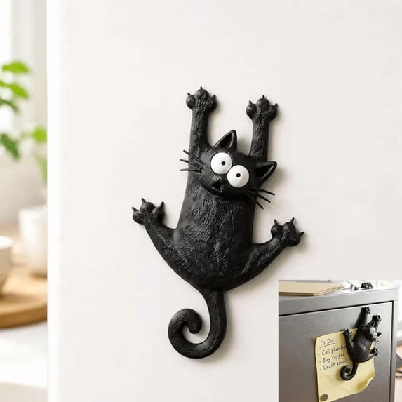 Notes For Eye ALOEWXXR Funny Climbing Black Cat Fridge Magnet, Cute Kawaii Hanging ...