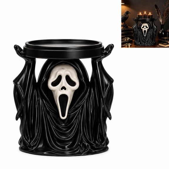ALOEWXXR Masked Phantom 3-Wick Candle Holder,Gothic Horror Tabletop Decor for Halloween, Home Decor Accents