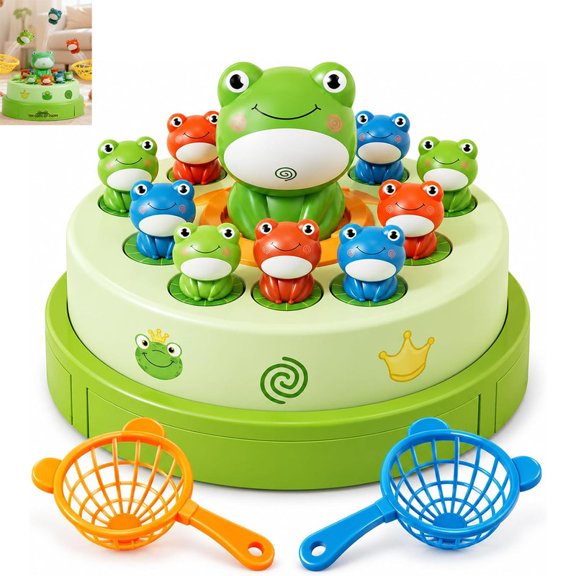 ALOEWXXR Musical Bounce and Catch Frog Board Game, Pop Up Catching Game with Nets