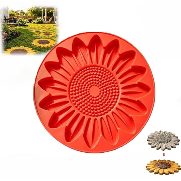 ALOEWXXR Sunflower Concrete Stepping Stone Mold, Reusable Round Cement Paver Mold for Garden Pathway, DIY Casting Stone Mold for Lawn Yard Decor