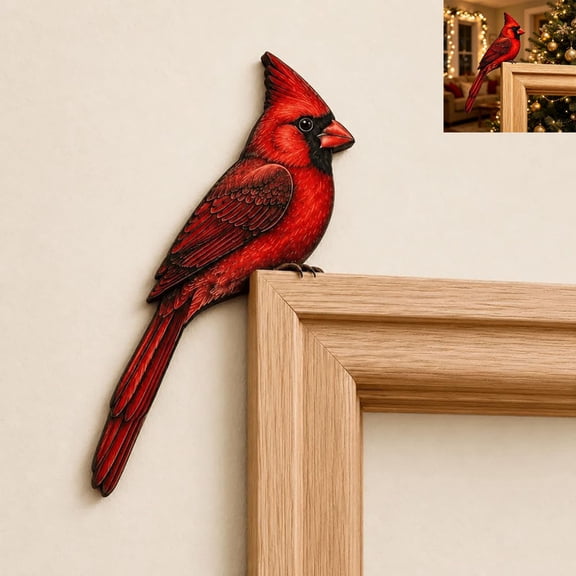 ALOEWXXR Wooden Bird Door Topper, Realistic Perching Bird Corner Decor for Door Frame Wall, Woodland Nature Lover Gift