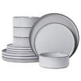 thumbnail image 1 of ALOFMO 12-Piece Gray Reactive Glaze Ceramic Dinnerware Set, Modern Stoneware Plates Bowls Service for 4, Anti-Slip Scratch-Resistant, Microwave Dishwasher Safe, 1 of 10