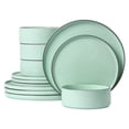 thumbnail image 1 of ALOFMO 12-Piece Light Green Reactive Glaze Ceramic Dinnerware Set,Modern Stoneware Plates Bowls Service for 4, Anti-Slip Scratch-Resistant, 1 of 9