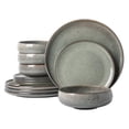 thumbnail image 1 of ALOFMO 12-Piece Sage Green Reactive Glaze Stoneware Dinnerware Set with Subtle Rim, Service for 4, Microwave & Dishwasher Safe, 1 of 9