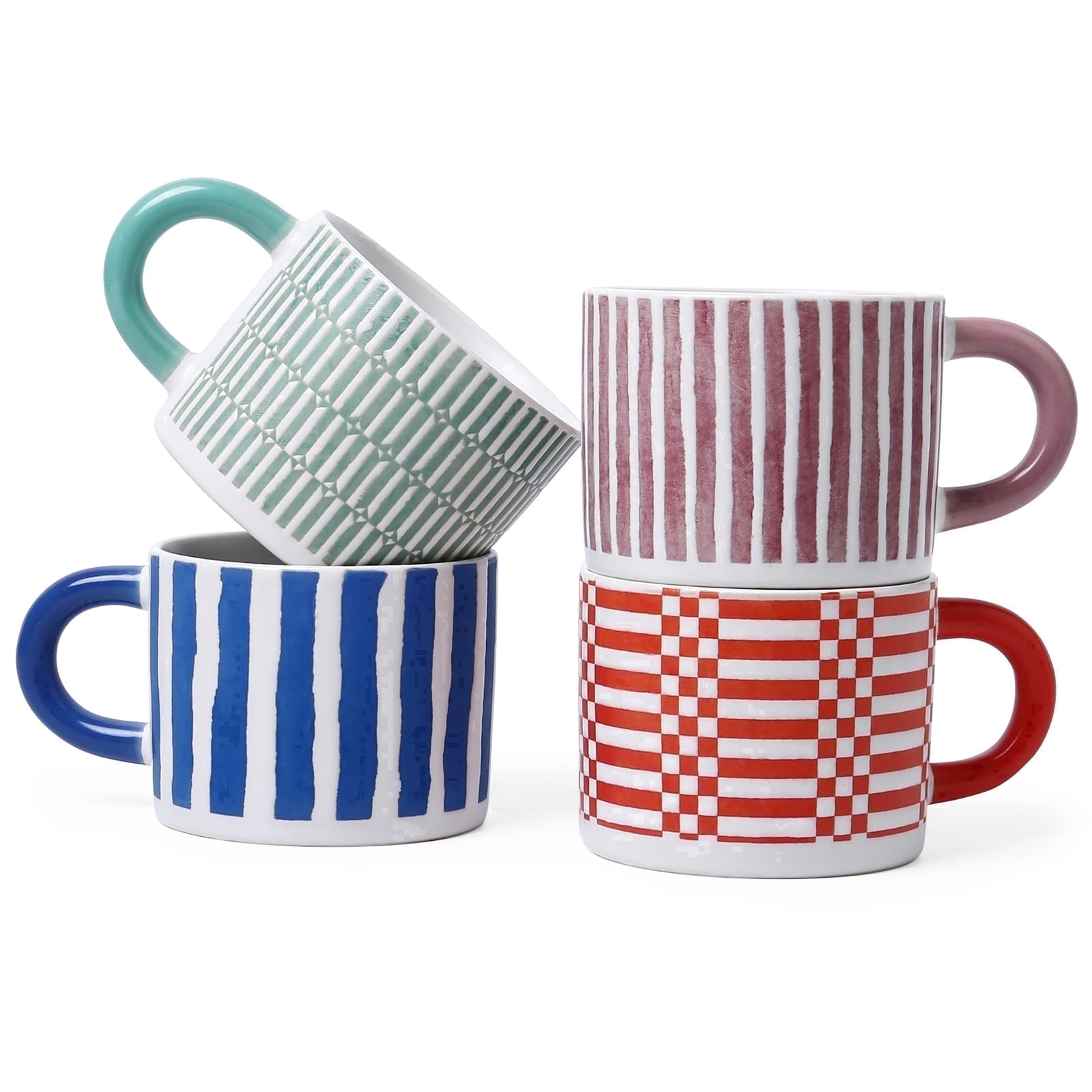 ALOFMO Ceramic Coffee Mugs Set of 4,12oz  Coffee Cups with Handles, Tea Cups, Cappuccino Cup, Latte Cup, Microwave cups for Home Office