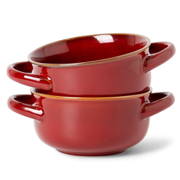 ALOFMO 28 oz Ceramic Stoneware Soup Bowl Set of 2 with Handle for Kitchen & Restaurant, 2 Pieces Ceramic Bowls Set, Oven Safe, Microwave Dishwasher Safe