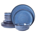 thumbnail image 1 of ALOFMO 12 Piece Stoneware Dinnerware Set for 4, Blue Reactive Glaze Plates and Bowls, Microwave & Dishwasher Safe, 1 of 9
