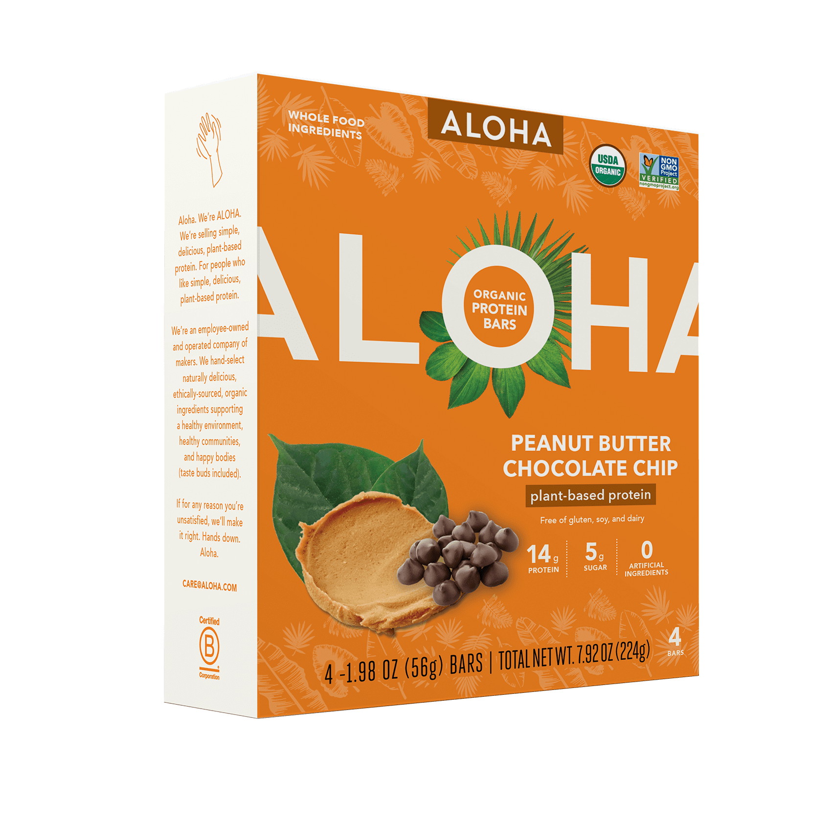 ALOHA Organic Peanut Butter Chocolate Chip Protein Bars 4 Pack