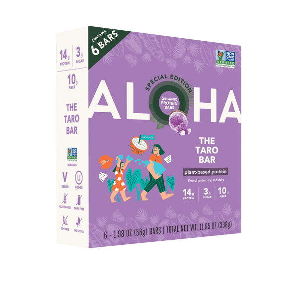 ALOHA, Organic Plant Based Protein Bars, The Taro Bar, 14g Protein (Pack of 6)