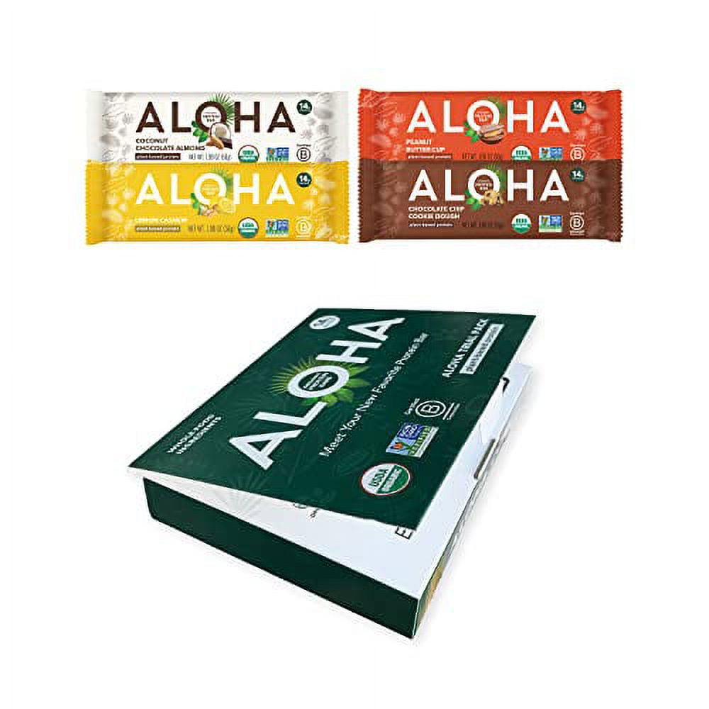 ALOHA Organic Plant Based Protein Bars Trial Pack 4 Flavors 1.98oz