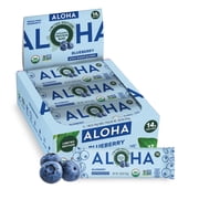 ALOHA Plant Based Protein Bars, Blueberry, 14g Protein Pack of 12