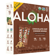 ALOHA, Plant Based Protein Bars, Chocolate Chip Cookie Dough, 14g Protein (Pack of 5)