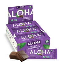 ALOHA Plant Based Protein Bars, Chocolate Fudge Brownie, 14g Protein (Pack of 12)
