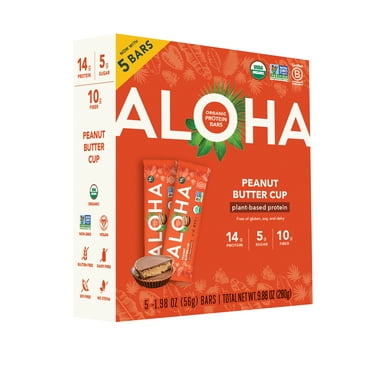 ALOHA Plant Based Protein Bars, Vanilla Almond Crunch, 14g Protein