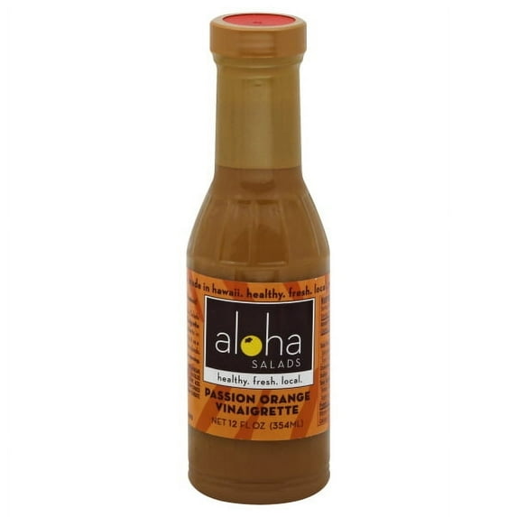 ALOHA SALADS Hawaiian Vinaigrette Salad Dressing - Fresh & Healthy Island Fruit Sauce, Dip & Marinade for Fish, Chicken or Meat, 12 oz (Passion Orange)