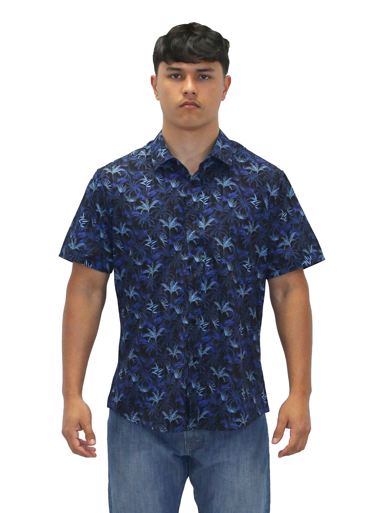 ALOHA SHIRT: PALM PLANTATION-BLACK 3XLARGE