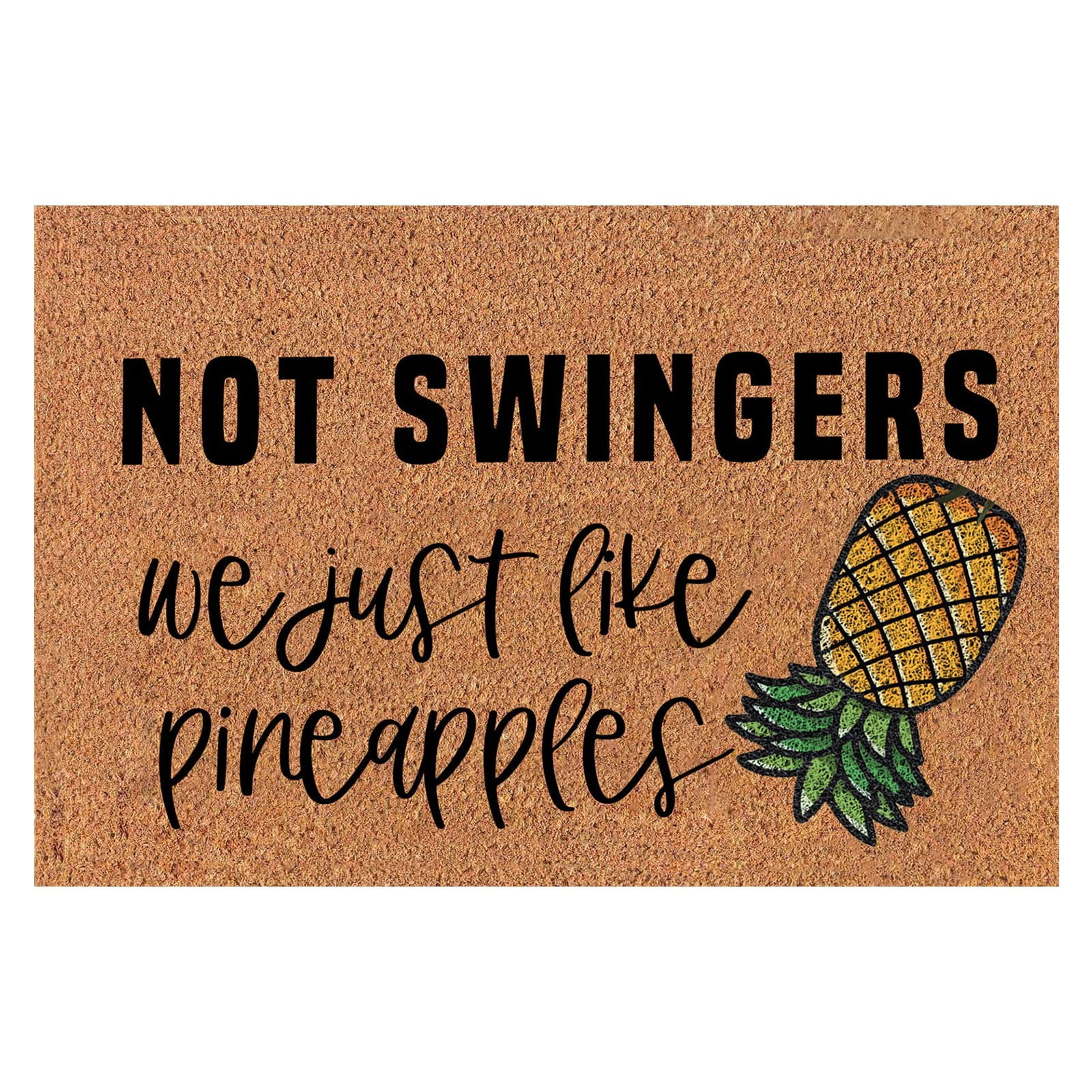 Neon Yellow Pineapple Hawaiian Print Floor Mat