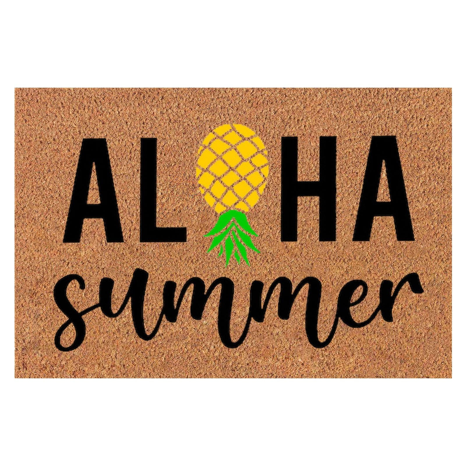 Yellow Neon Pineapple Hawaiian Print Floor Mat