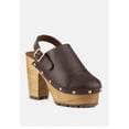 thumbnail image 1 of ALONA Brown Slingback High Block Heeled Clogs, 1 of 7