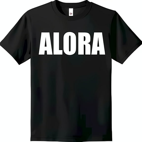 ALORA Bold White Letter Graphic Black T-Shirt Classic Neck Design