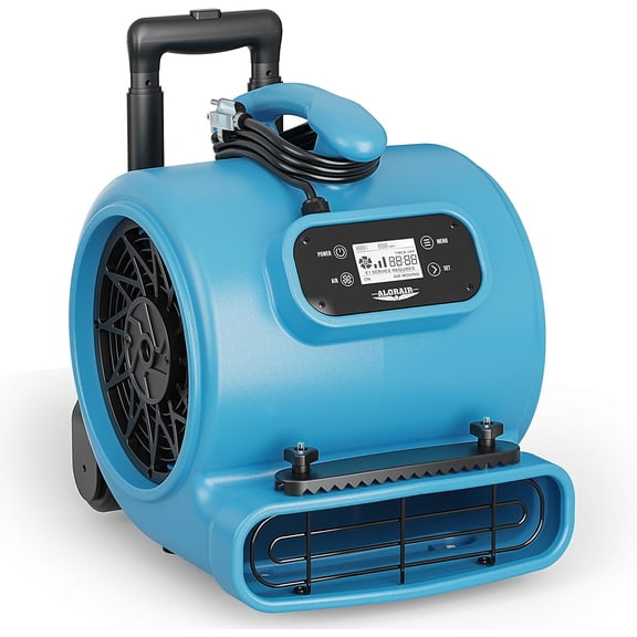 ALORAIR 1/3 HP 2000 CFM Air Mover Blower Fan for Industrial, Floor Drying Fan, Carpet Dryer - 18 Timer, Handle Wheelkit, Digital Control, Carpet Buckles, for Water Damage Restoration, Home