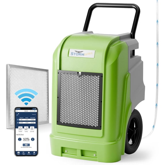 ALORAIR Commercial Dehumidifier with Pump Drain Hose, 190 Pints Smart WiFi Industrial Dehumidifier Large Capacity for Basements, Garages, Mall & Job Sites, 5 Years Limited Warranty, Green