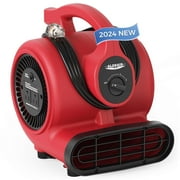 ALORAIR 600 CFM Air Mover Blower Fan for Industrial, Workshop, and Home Use - 3 Speeds, 5 Adjustable Angles and Daisy Chain - Ideal for Water Damage Restoration and Plumbing - GF600A Red