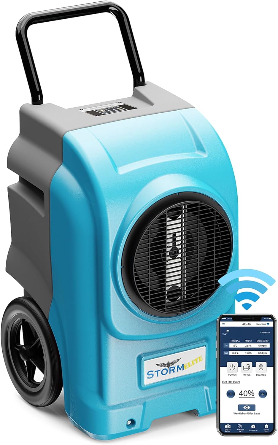ALORAIR  270 Pints Commercial Dehumidifiers Smart Wi-Fi with Pump, Up to 3,000 Sq.Ft Coverage for Large Room or Basements, Industrial Dehumidifier with Drain Hose, 5 Years Limited Warranty, Blue