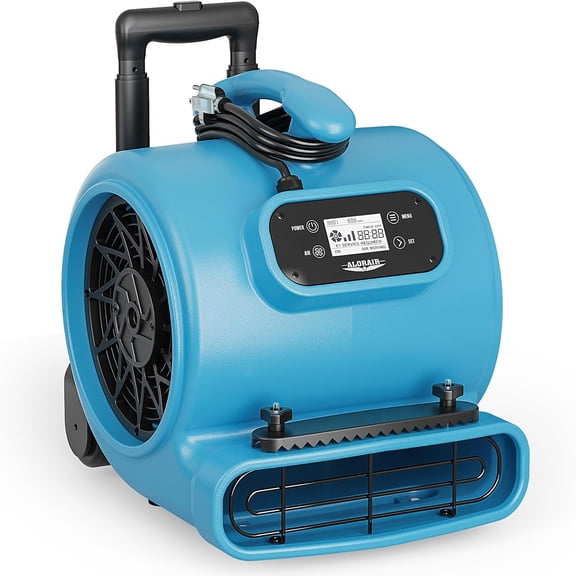ALORAIR 3000 CFM Air Mover Blower Fan for Industrial, Floor Drying Fan, Carpet Dryer - 18 Timer, Handle Wheelkit, Digital Control, Carpet Buckles, for Water Damage Restoration and Plumbing
