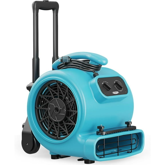 ALORAIR 3000 CFM Air Mover Blower Fan for Industrial, Floor Drying Fan, Carpet Dryer - Timer, Handle Wheelkit, Carpet Buckles, Stackable, for Water Damage Restoration and Plumbing - GE3000HTC