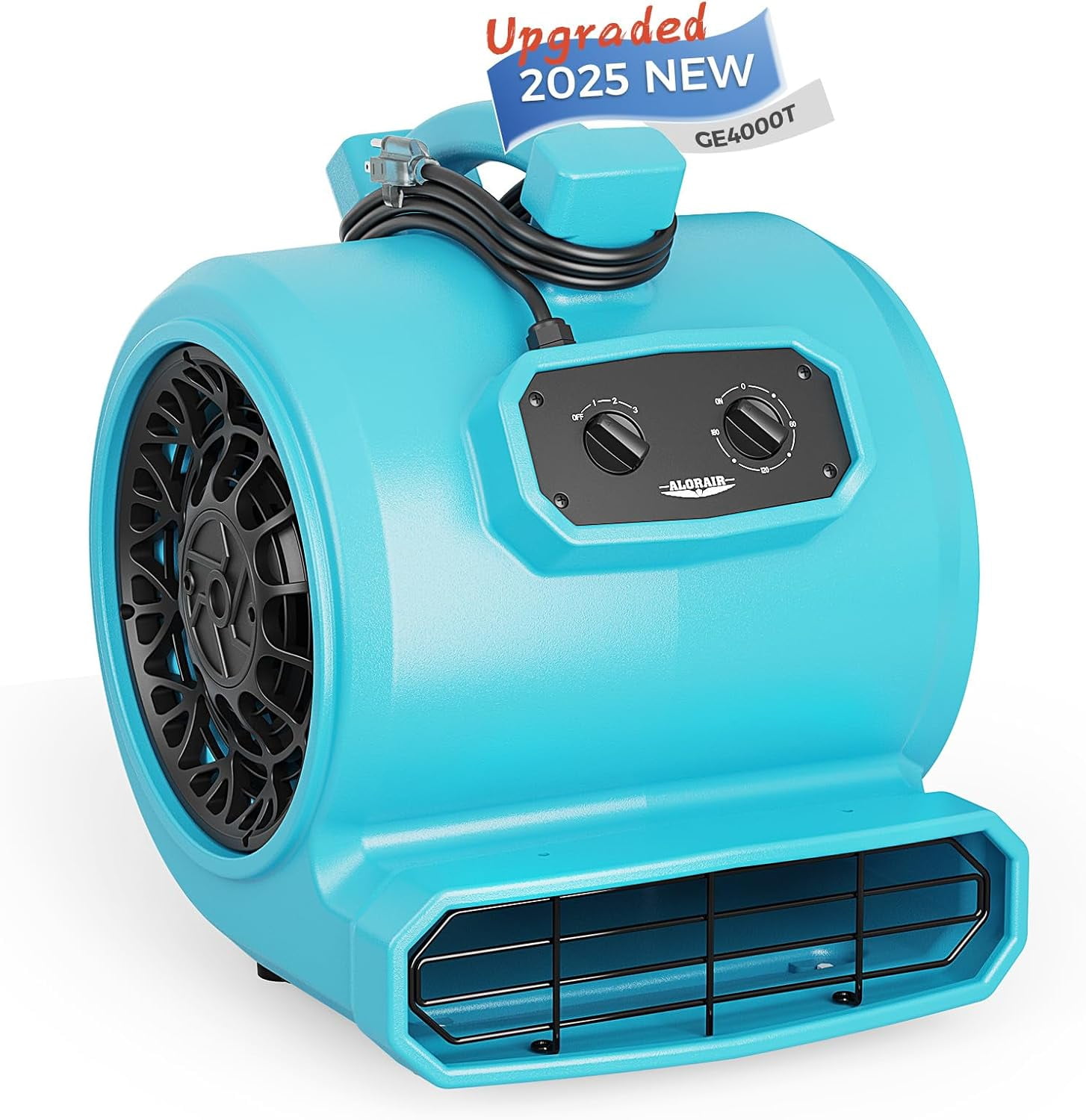 ALORAIR 4000 CFM Air Mover Blower Fan for Industrial, Floor Drying Fan, Carpet Dryer - Timer, Stackable, 3 Speeds, 5 Adjustable Angles Ideal for Water Damage Restoration and Plumbing - GE4000T