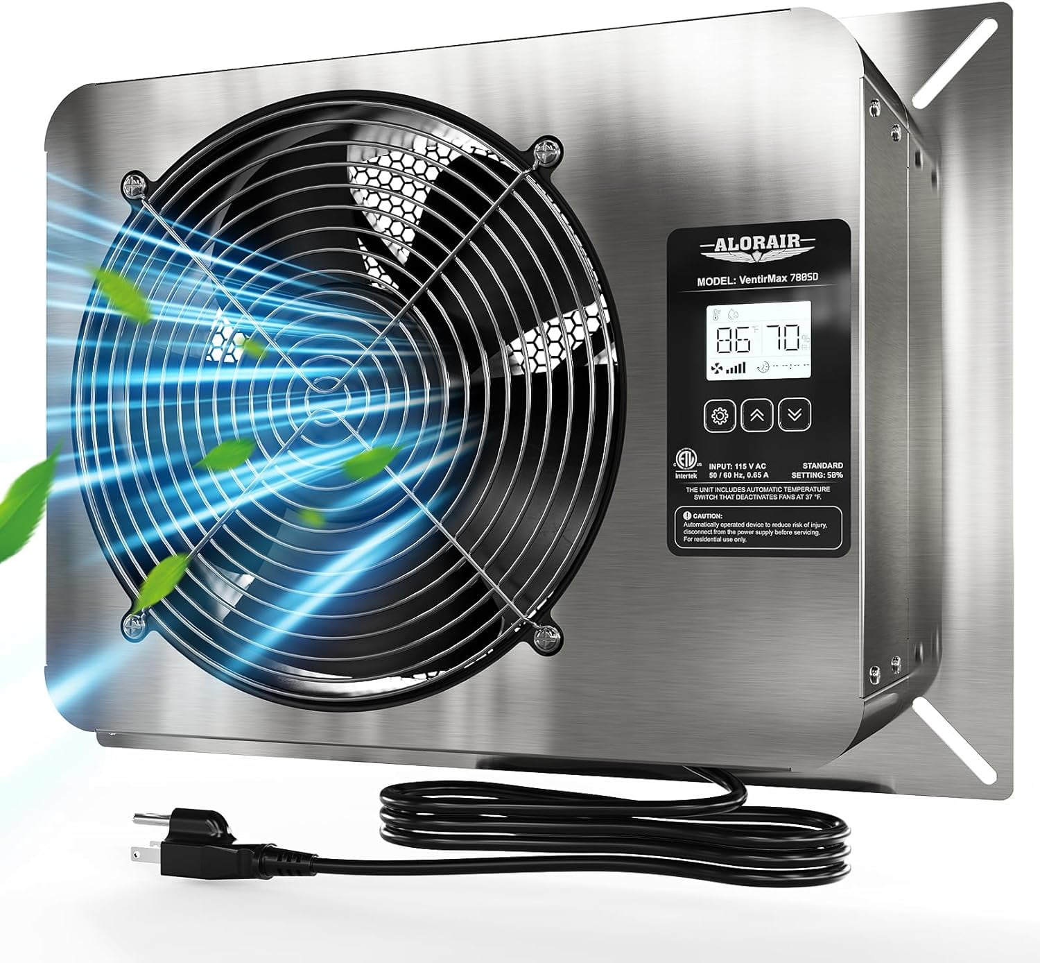 ALORAIR 780 CFM Crawl Space Ventilator Fan, IP55 Rated Basement Exhaust Fan with Temperature Humidity Controller, Timing Cycle, Speed Control, Built-in Freeze Protection Thermostat, ETL