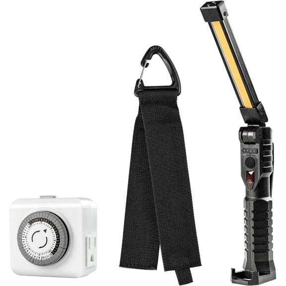 ALORAIR Accessories Package, Indoor Mechanical Light Timer+ Portable LED Work Light + Extension Cord Organizer