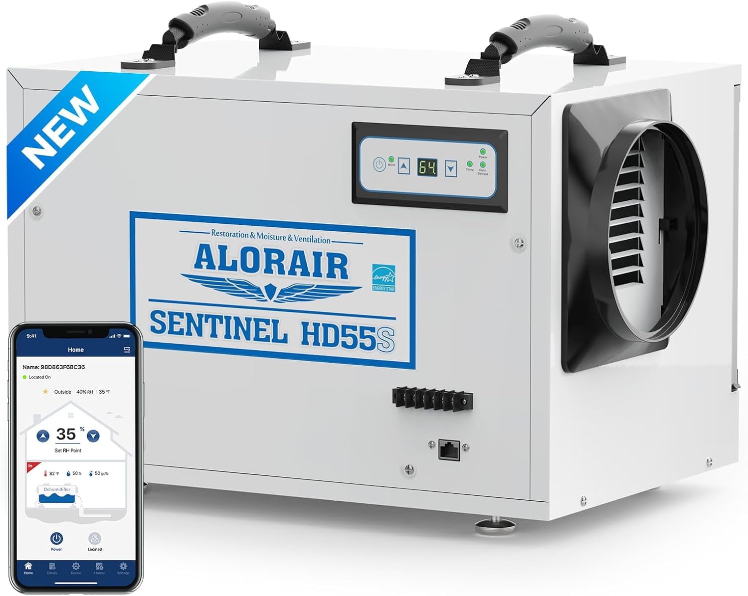 ALORAIR Crawl Space Dehumidifiers, 120 PPD Energy Star Wi-Fi APP Controls Auto Defrost Basement Commercial Dehumidifiers