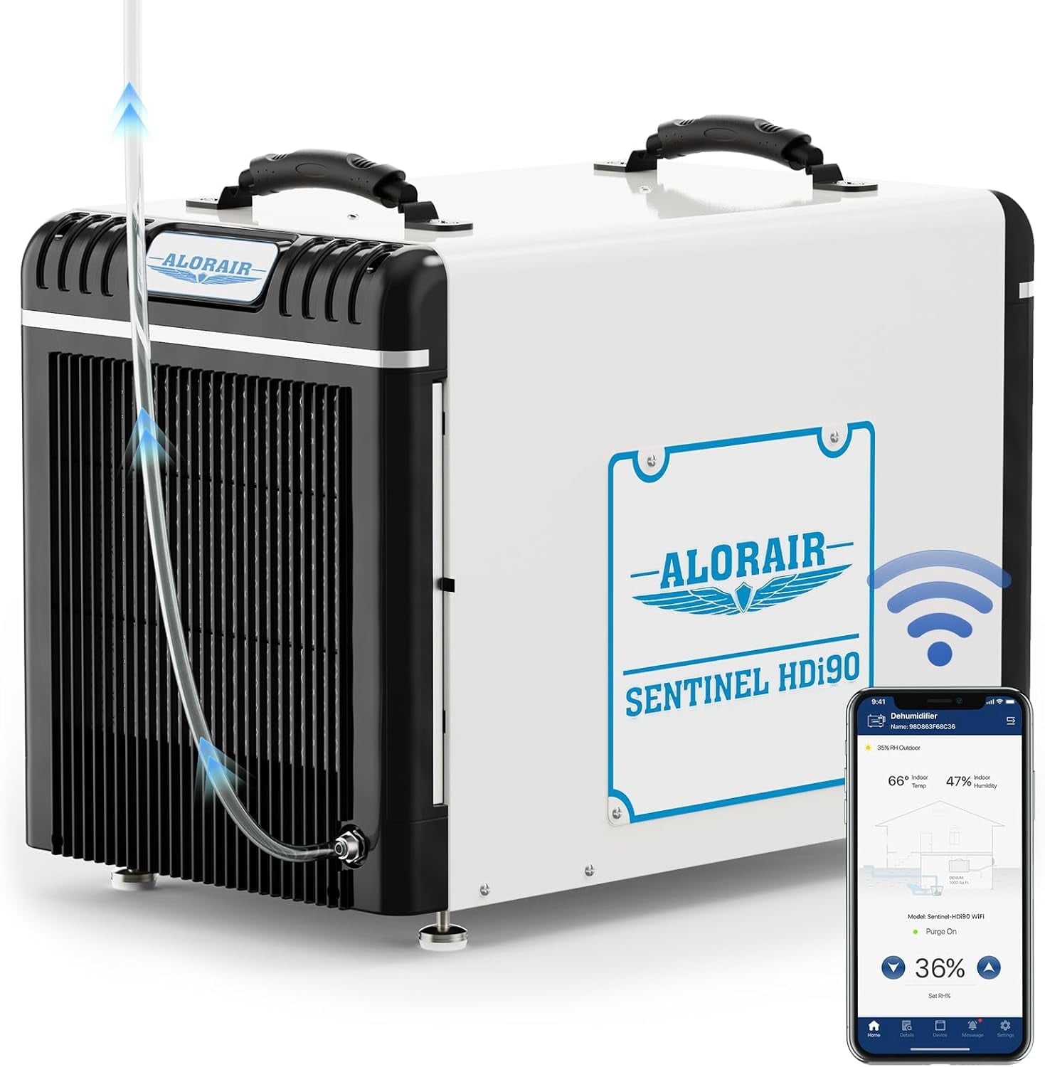 ALORAIR Dehumidifier with Wi-Fi, 198 PPD Crawl Space Basement Dehumidifiers with Condensate Pump,Up to 2,600 Sq.Ft, Auto-Defrost, Rare Earth Alloy Tube Evaporator