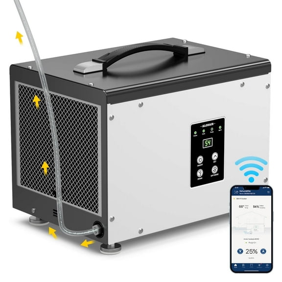 ALORAIR Dehumidifier with Wi-Fi ,Crawl Space and Basement Dehumidifier, 70 Pint with Pump, Auto-Defrost, Covers Up to 1000 Sq Ft, Memory Start, Commercial Grade