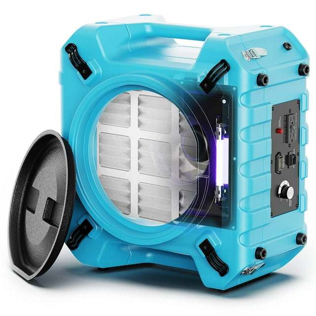 ALORAIR PureAiro HEPA Pro 870 Air Scrubber | UV-C Light Sterilization | 3-Stage Filtration Negative Machine Air Scrubber| Professional Water Damage Restoration for Air Cleaner | up to 550 CFM